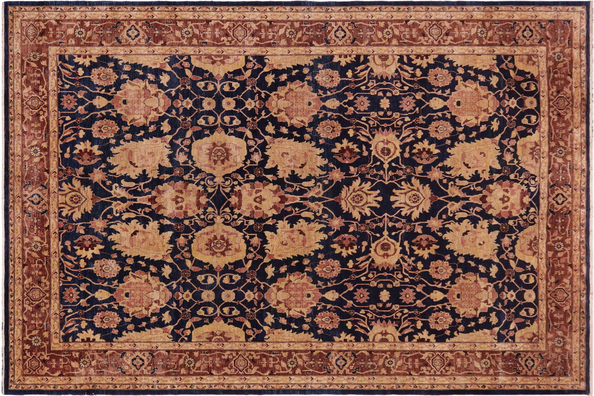 handmade Traditional Kafkaz Blue Lt. Brown Hand Knotted RECTANGLE 100% WOOL area rug 10x14