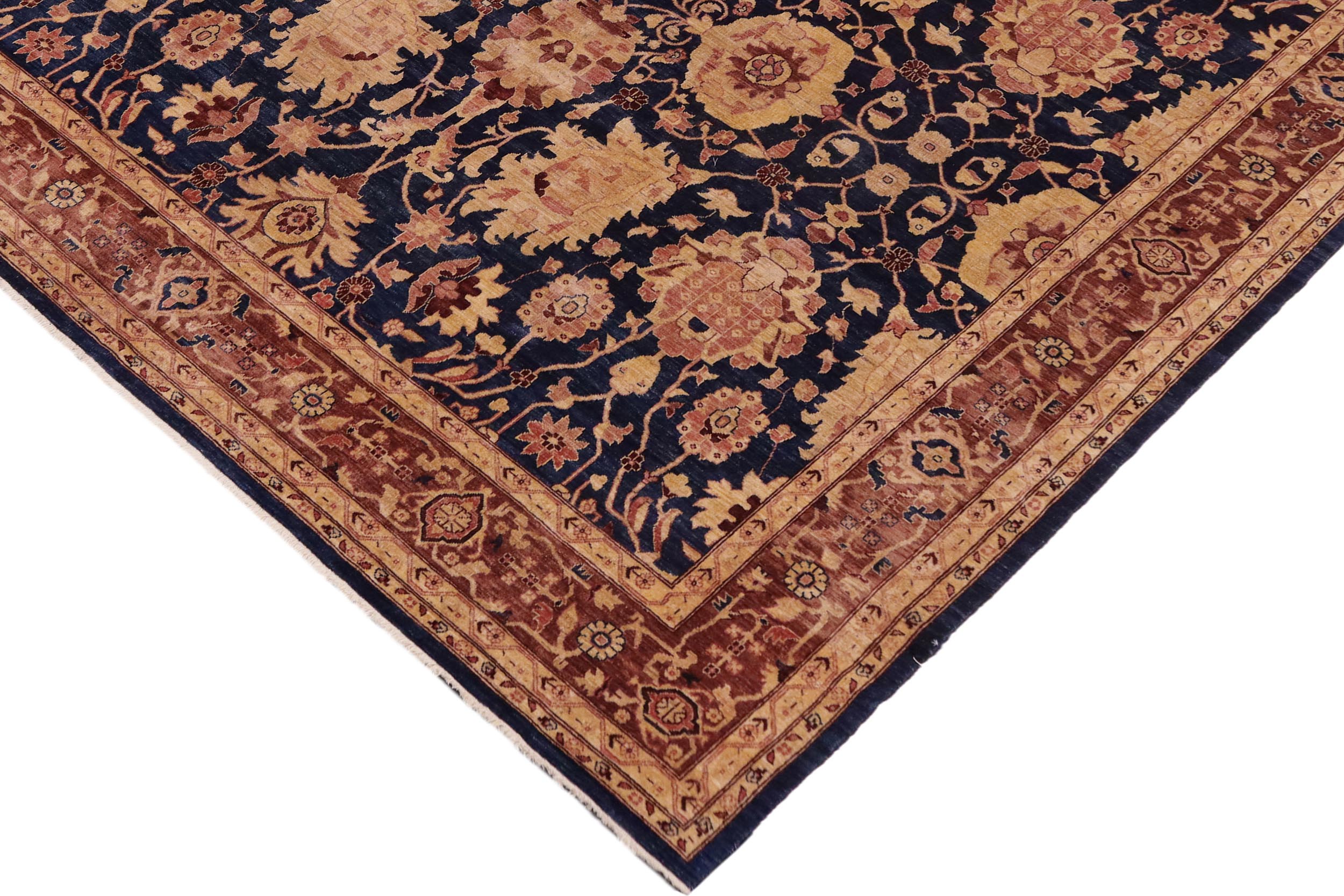 handmade Traditional Kafkaz Blue Lt. Brown Hand Knotted RECTANGLE 100% WOOL area rug 10x14
