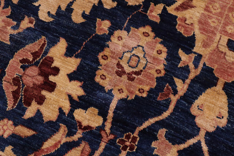 handmade Traditional Kafkaz Blue Lt. Brown Hand Knotted RECTANGLE 100% WOOL area rug 10x14