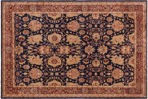 handmade Traditional Kafkaz Blue Lt. Brown Hand Knotted RECTANGLE 100% WOOL area rug 10x14
