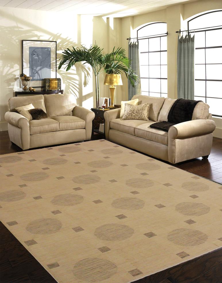 handmade Modern Kafkaz Tan Green Hand Knotted RECTANGLE 100% WOOL area rug 10 X14 