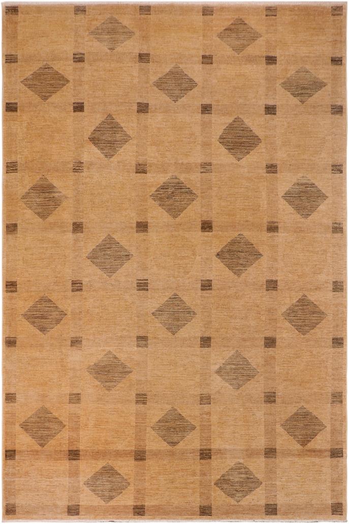 handmade Modern Kafkaz Tan Green Hand Knotted RECTANGLE 100% WOOL area rug 10 X14 