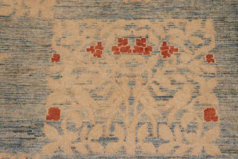 handmade Modern Kafkaz Blue Tan Hand Knotted RECTANGLE 100% WOOL area rug 10' x 14'