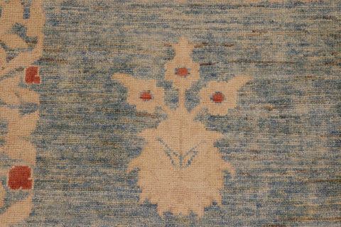 handmade Modern Kafkaz Blue Tan Hand Knotted RECTANGLE 100% WOOL area rug 10' x 14'