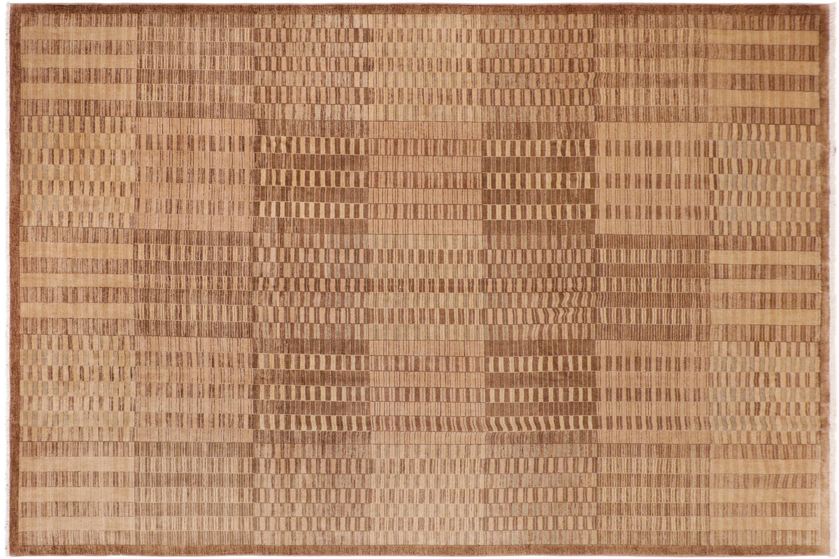 handmade Modern Kafkaz Lt. Brown Green Hand Knotted RECTANGLE 100% WOOL area rug 10' x 14'