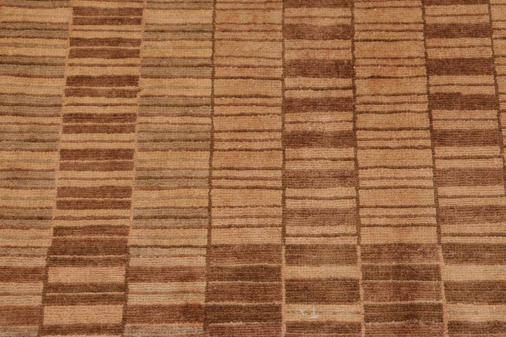 handmade Modern Kafkaz Lt. Brown Green Hand Knotted RECTANGLE 100% WOOL area rug 10 X14 