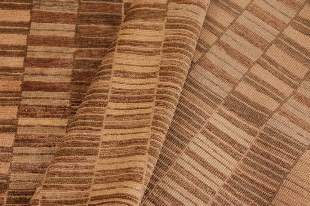 handmade Modern Kafkaz Lt. Brown Green Hand Knotted RECTANGLE 100% WOOL area rug 10 X14 