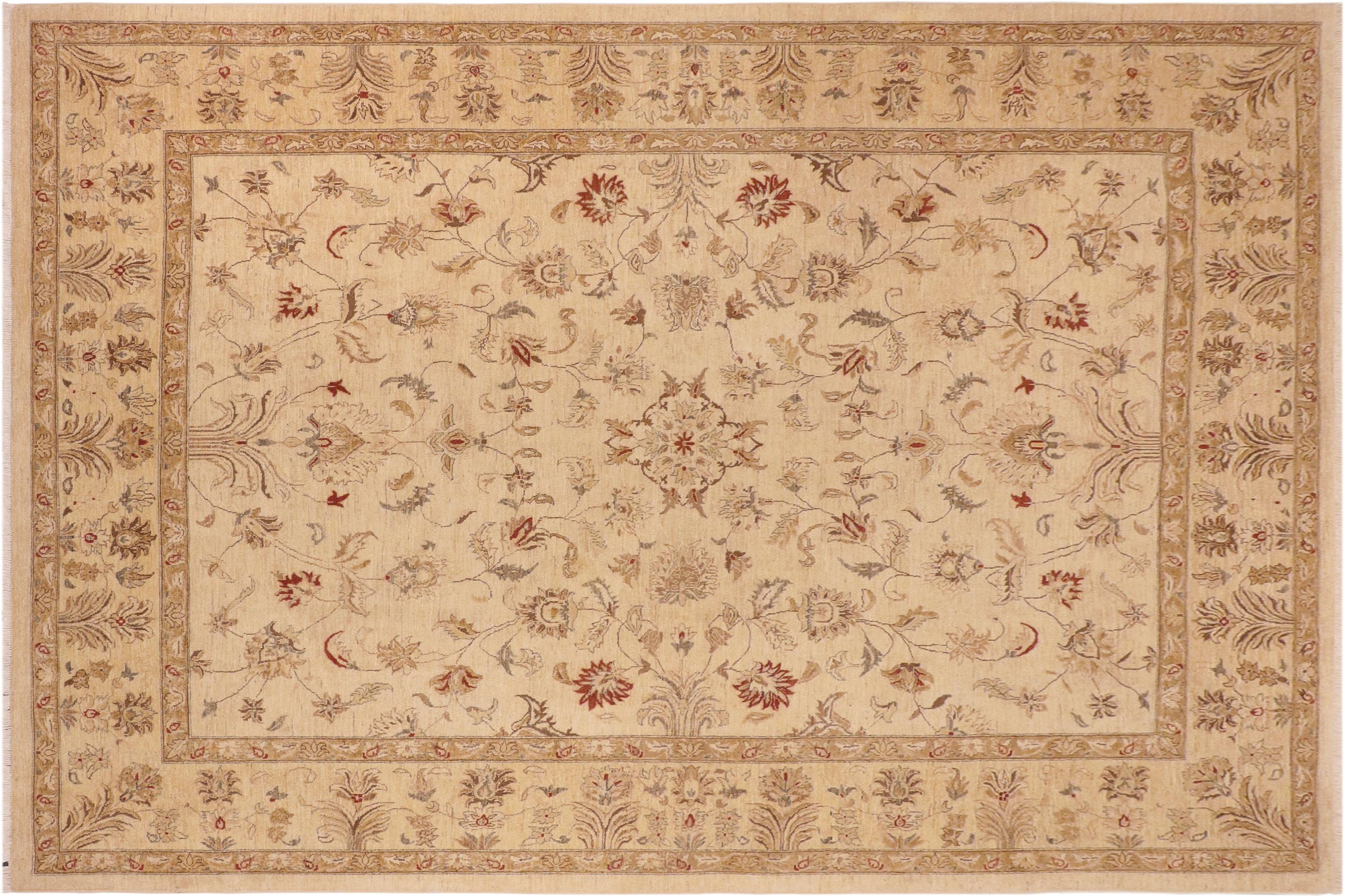handmade Traditional Kafkaz Beige Tan Hand Knotted RECTANGLE 100% WOOL area rug 10x14