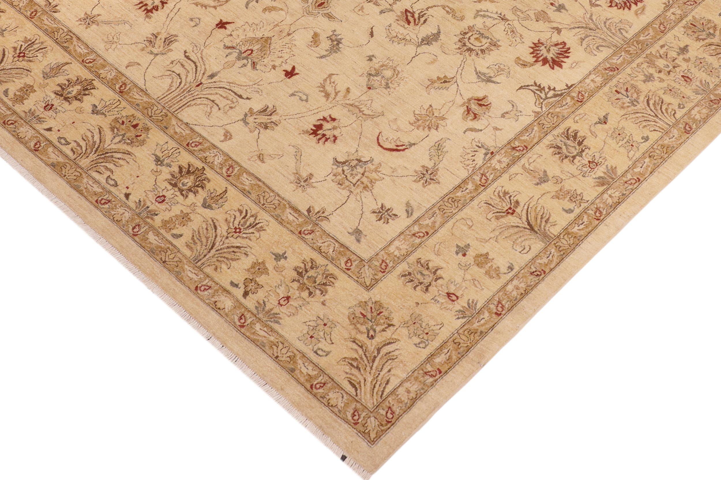 handmade Traditional Kafkaz Beige Tan Hand Knotted RECTANGLE 100% WOOL area rug 10x14