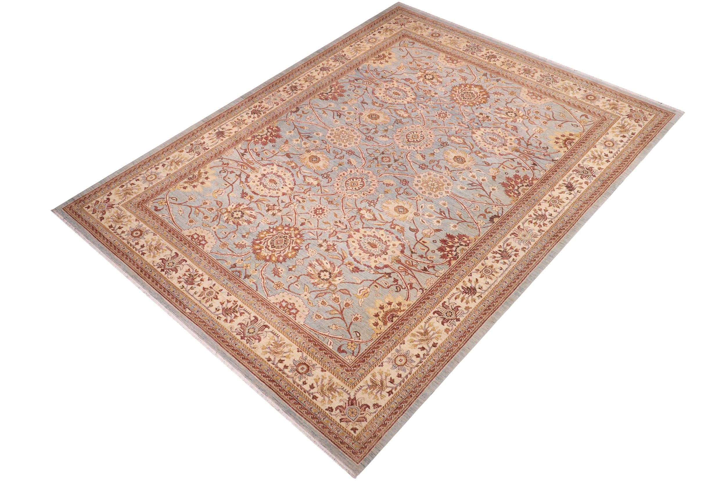 handmade Traditional Kafkaz Lt. Blue Lt. Gold Hand Knotted RECTANGLE 100% WOOL area rug 10x14
