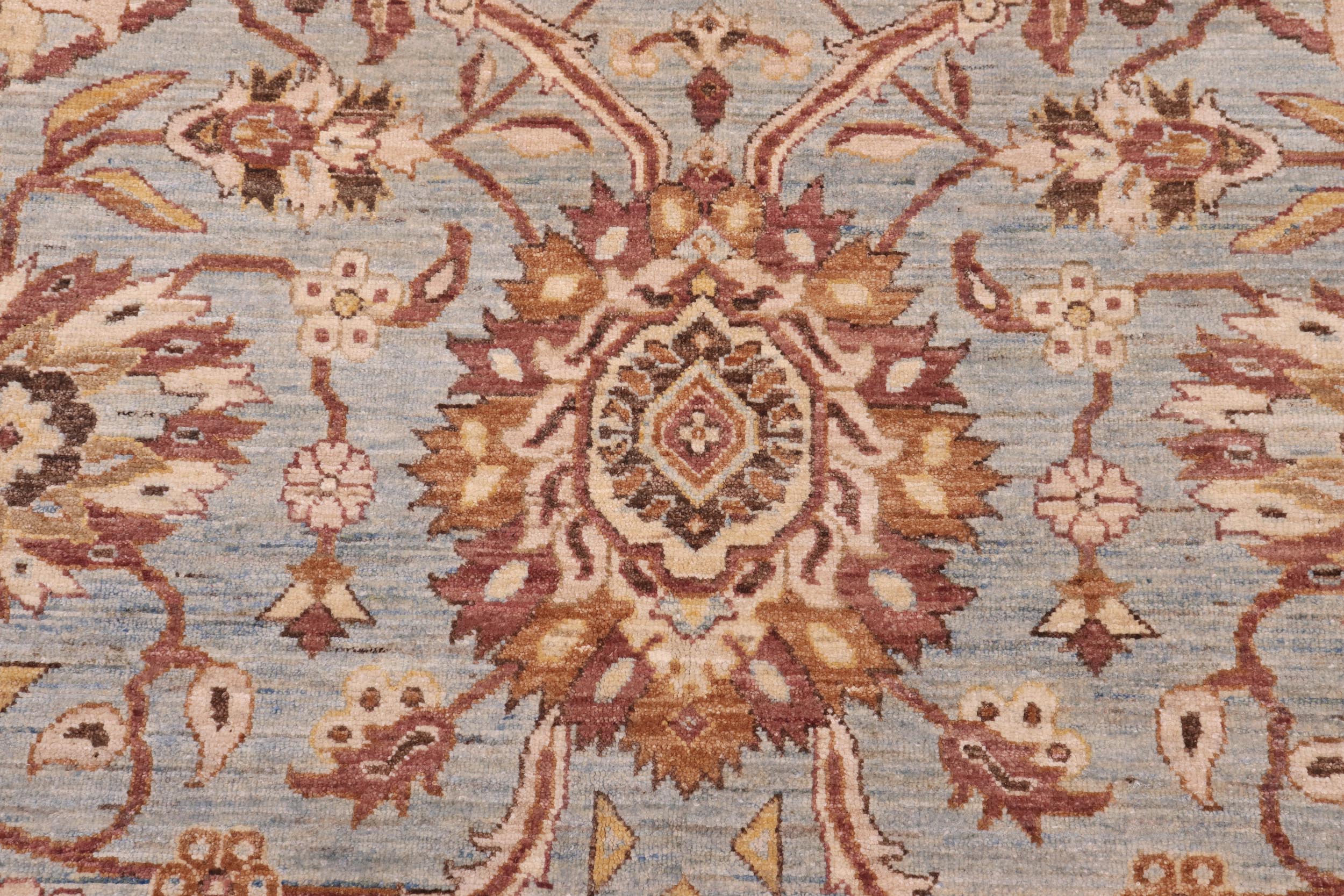 handmade Traditional Kafkaz Lt. Blue Lt. Gold Hand Knotted RECTANGLE 100% WOOL area rug 10x14