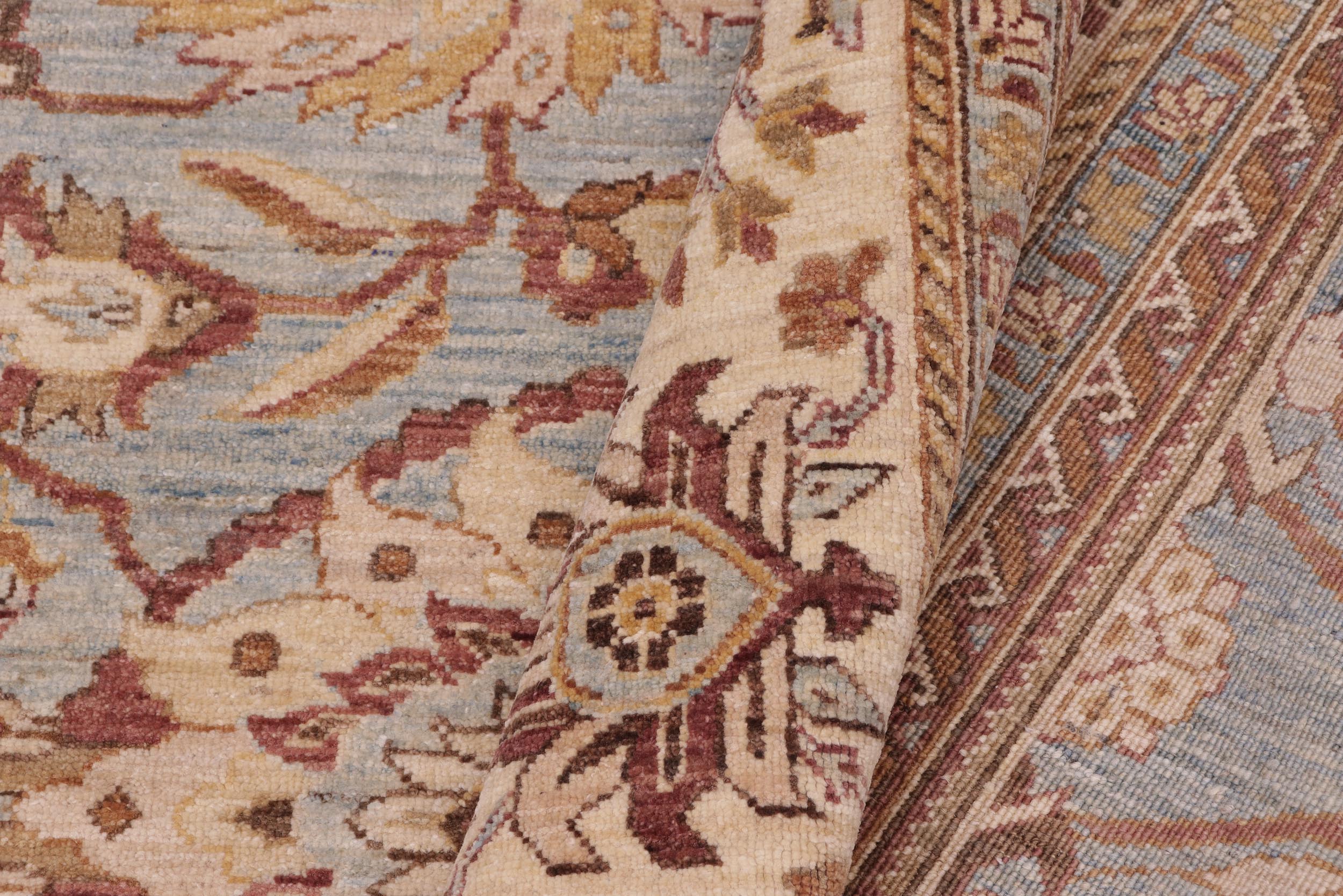 handmade Traditional Kafkaz Lt. Blue Lt. Gold Hand Knotted RECTANGLE 100% WOOL area rug 10x14