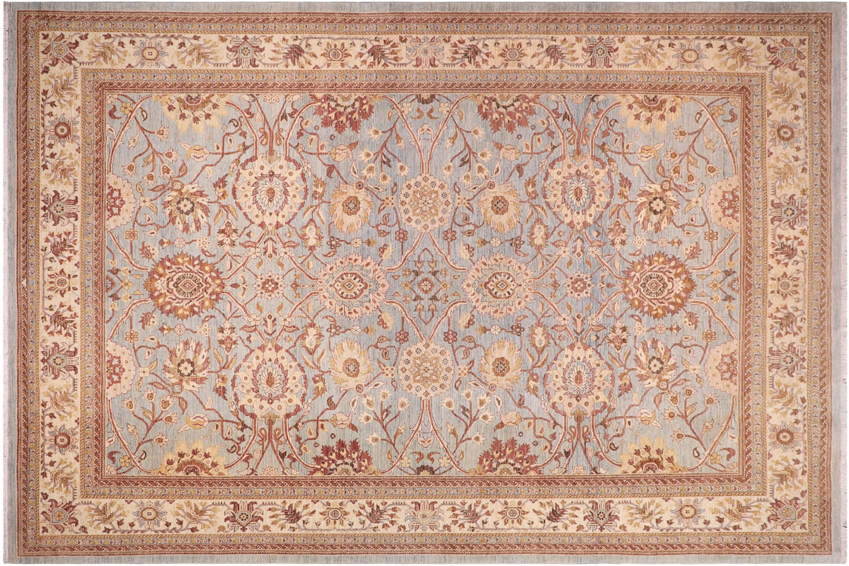 handmade Traditional Kafkaz Lt. Blue Lt. Gold Hand Knotted RECTANGLE 100% WOOL area rug 10x14