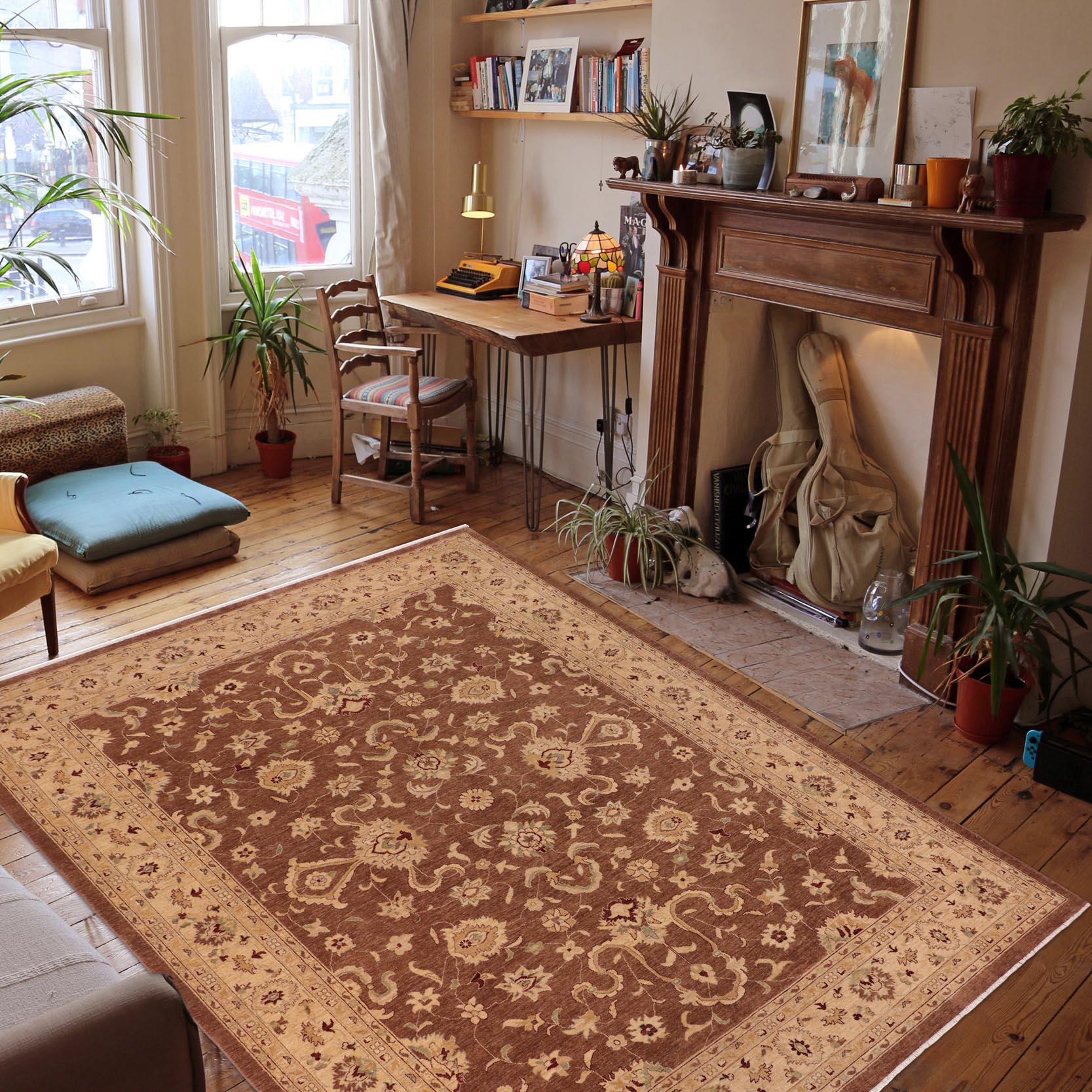 handmade Traditional Kafkaz Brown Lt. Gold Hand Knotted RECTANGLE 100% WOOL area rug 10x14