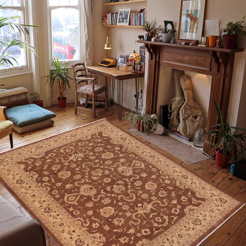 handmade Traditional Kafkaz Brown Lt. Gold Hand Knotted RECTANGLE 100% WOOL area rug 10x14