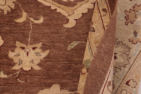 handmade Traditional Kafkaz Brown Lt. Gold Hand Knotted RECTANGLE 100% WOOL area rug 10x14