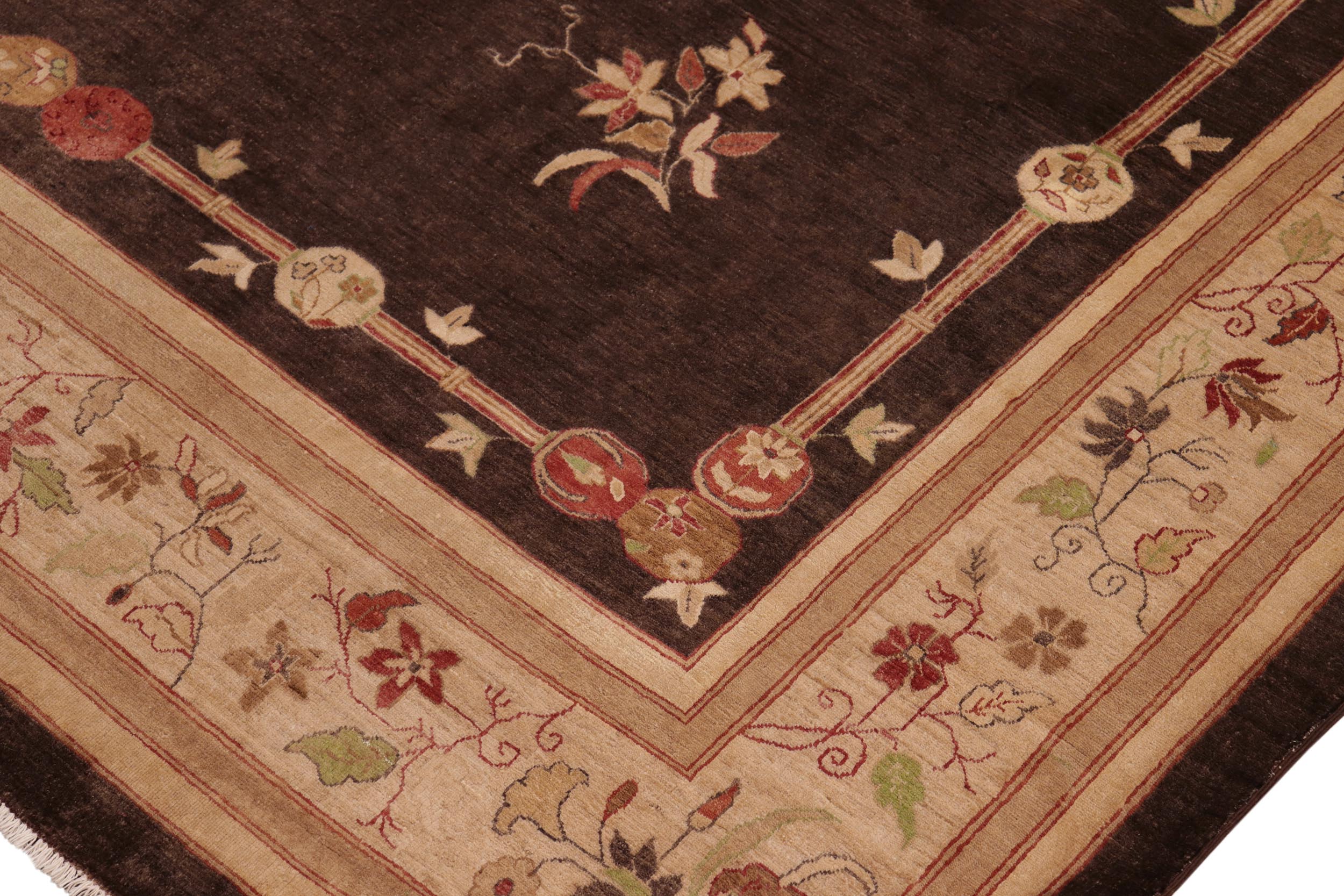 handmade Traditional Kafkaz Brown Tan Hand Knotted RECTANGLE 100% WOOL area rug 10' x 14'