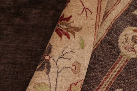 handmade Traditional Kafkaz Brown Tan Hand Knotted RECTANGLE 100% WOOL area rug 10' x 14'