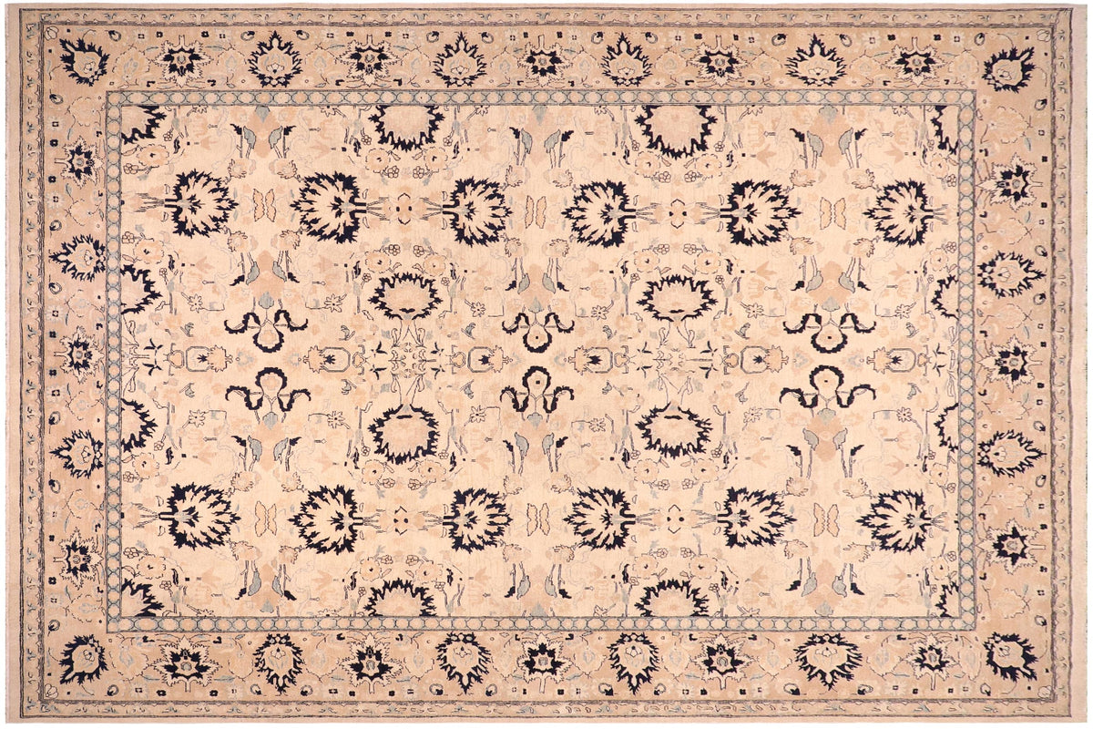 handmade Transitional Kafkaz Tan Lt. Brown Hand Knotted RECTANGLE 100% WOOL area rug 10' x 14'