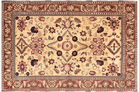 handmade Traditional Kafkaz Beige Red Hand Knotted RECTANGLE 100% WOOL area rug 6x8