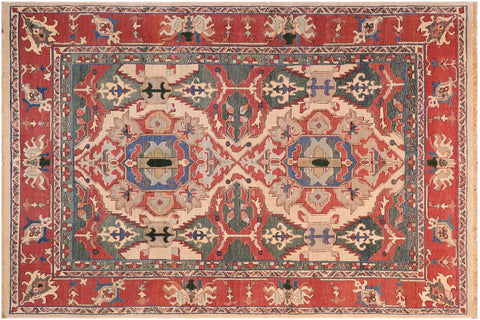 handmade Traditional Antique Green Rust Hand Knotted RECTANGLE 100% WOOL area rug 6x8