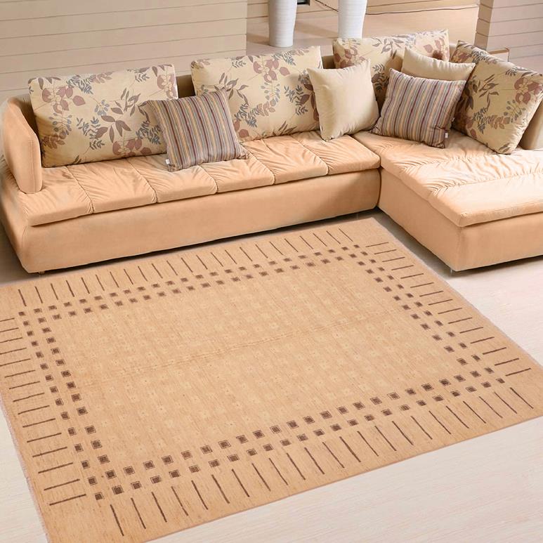 handmade Transitional Kafkaz Tan Brown Hand Knotted RECTANGLE 100% WOOL area rug 6X9