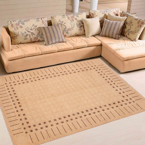 handmade Transitional Kafkaz Tan Brown Hand Knotted RECTANGLE 100% WOOL area rug 6X9