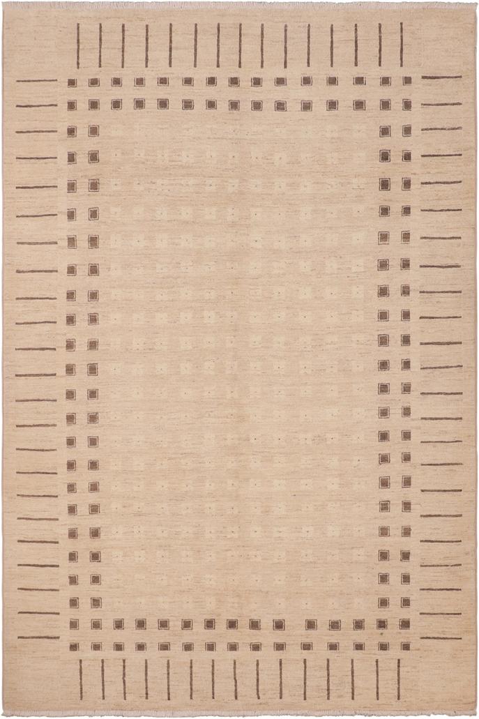 handmade Transitional Kafkaz Tan Brown Hand Knotted RECTANGLE 100% WOOL area rug 6X9