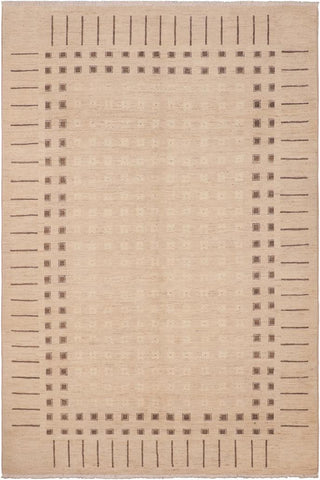 handmade Transitional Kafkaz Tan Brown Hand Knotted RECTANGLE 100% WOOL area rug 6X9