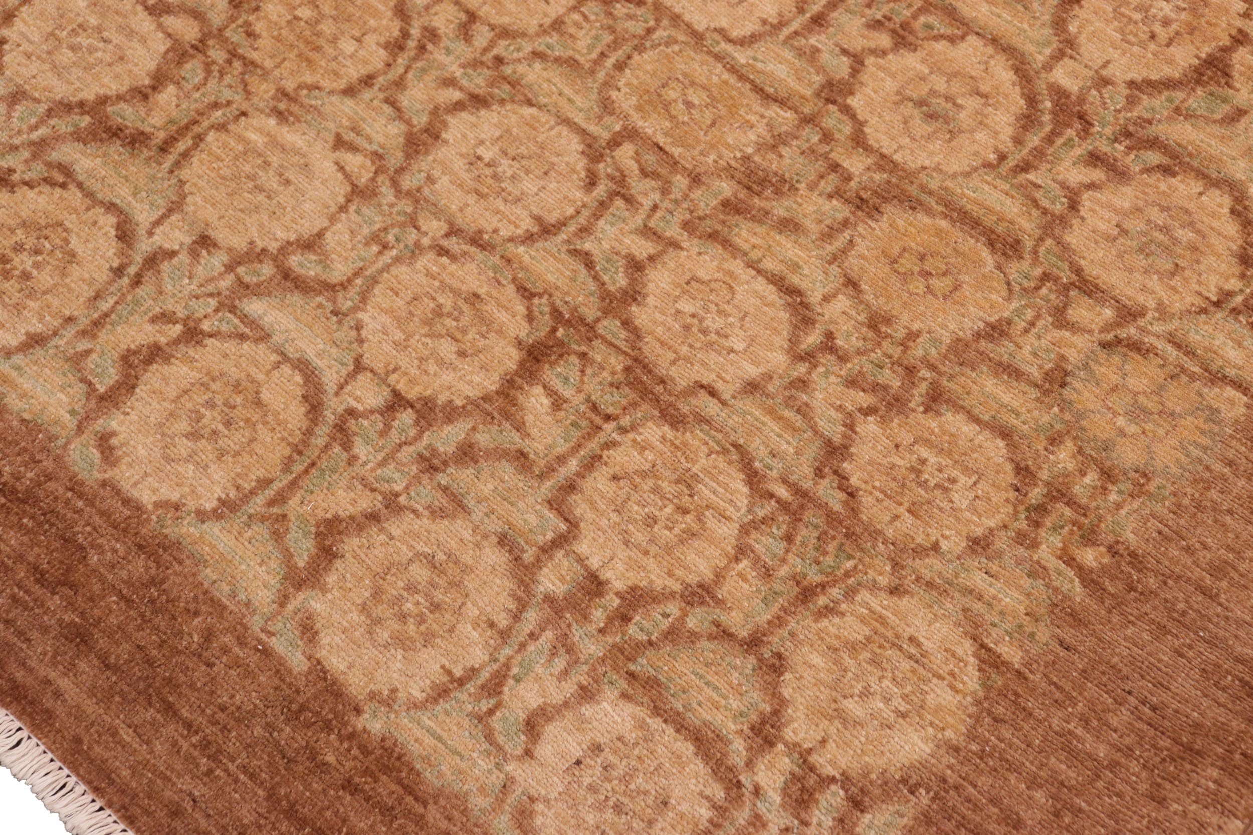 handmade Modern Kafkaz Brown Tan Hand Knotted RECTANGLE 100% WOOL area rug 6' x 8'