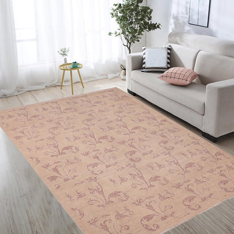 handmade Modern Kafkaz Tan Rose Hand Knotted RECTANGLE 100% WOOL area rug 6' x 9'