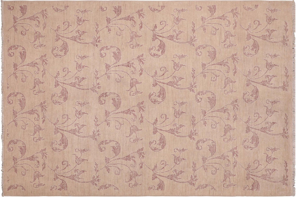 handmade Modern Kafkaz Tan Rose Hand Knotted RECTANGLE 100% WOOL area rug 6' x 9'