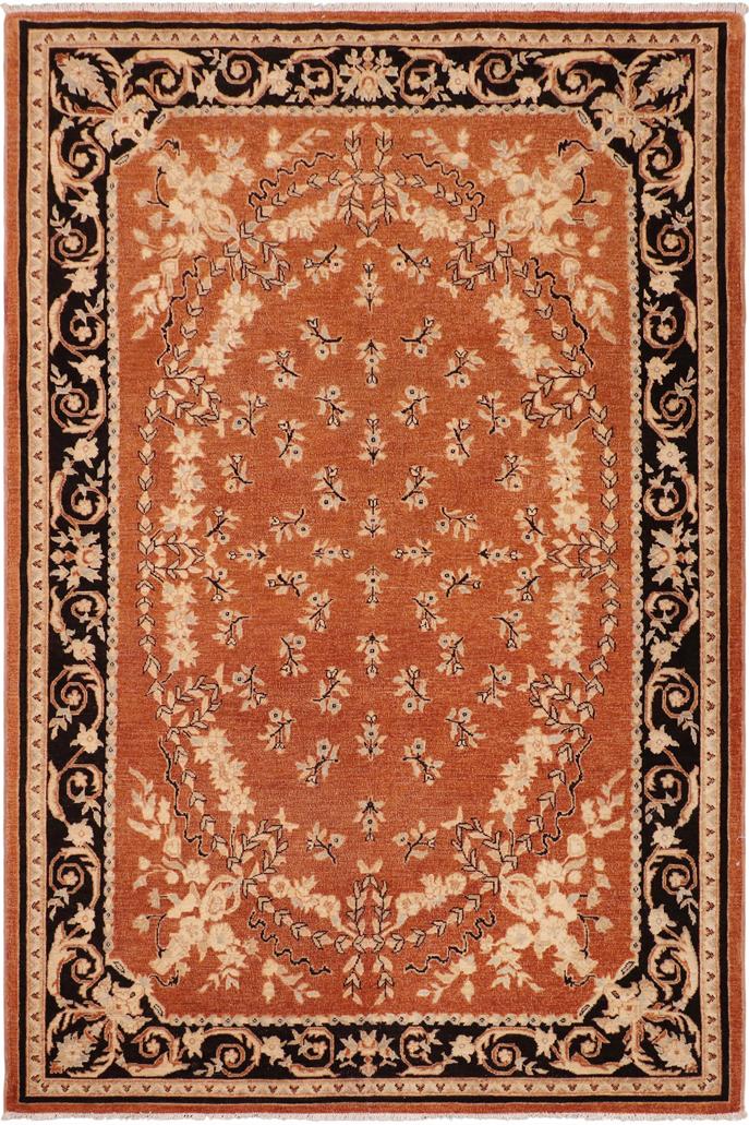 handmade Traditional Kafkaz Rust Black Hand Knotted RECTANGLE 100% WOOL area rug 6X9