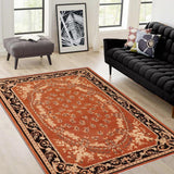 handmade Traditional Kafkaz Rust Black Hand Knotted RECTANGLE 100% WOOL area rug 6 x 9