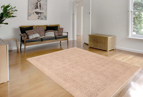 handmade Modern Kafkaz Tan Brown Hand Knotted RECTANGLE 100% WOOL area rug 6' x 9'