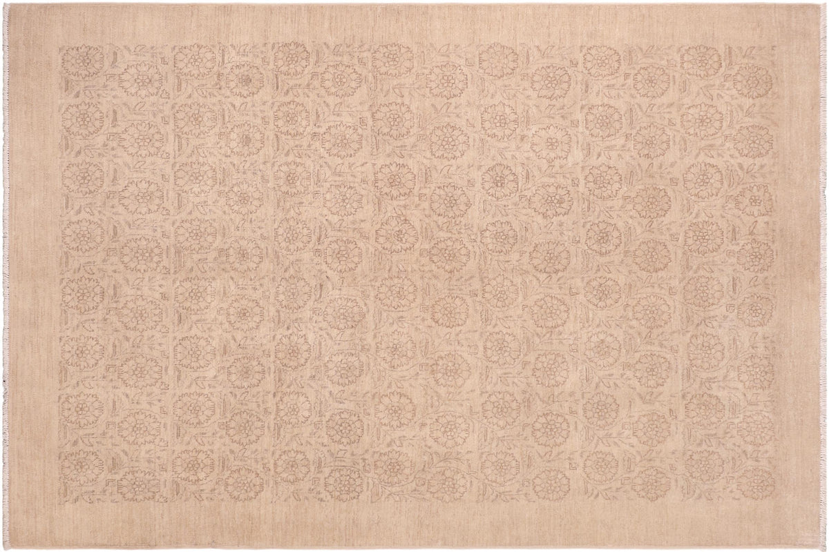 handmade Modern Kafkaz Tan Brown Hand Knotted RECTANGLE 100% WOOL area rug 6' x 9'