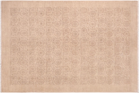 handmade Modern Kafkaz Tan Brown Hand Knotted RECTANGLE 100% WOOL area rug 6' x 9'