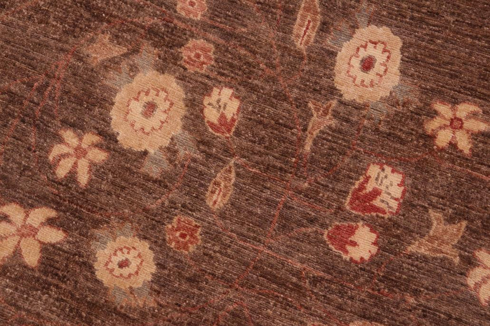 handmade Transitional Kafkaz Brown Beige Hand Knotted RECTANGLE 100% WOOL area rug 6X9