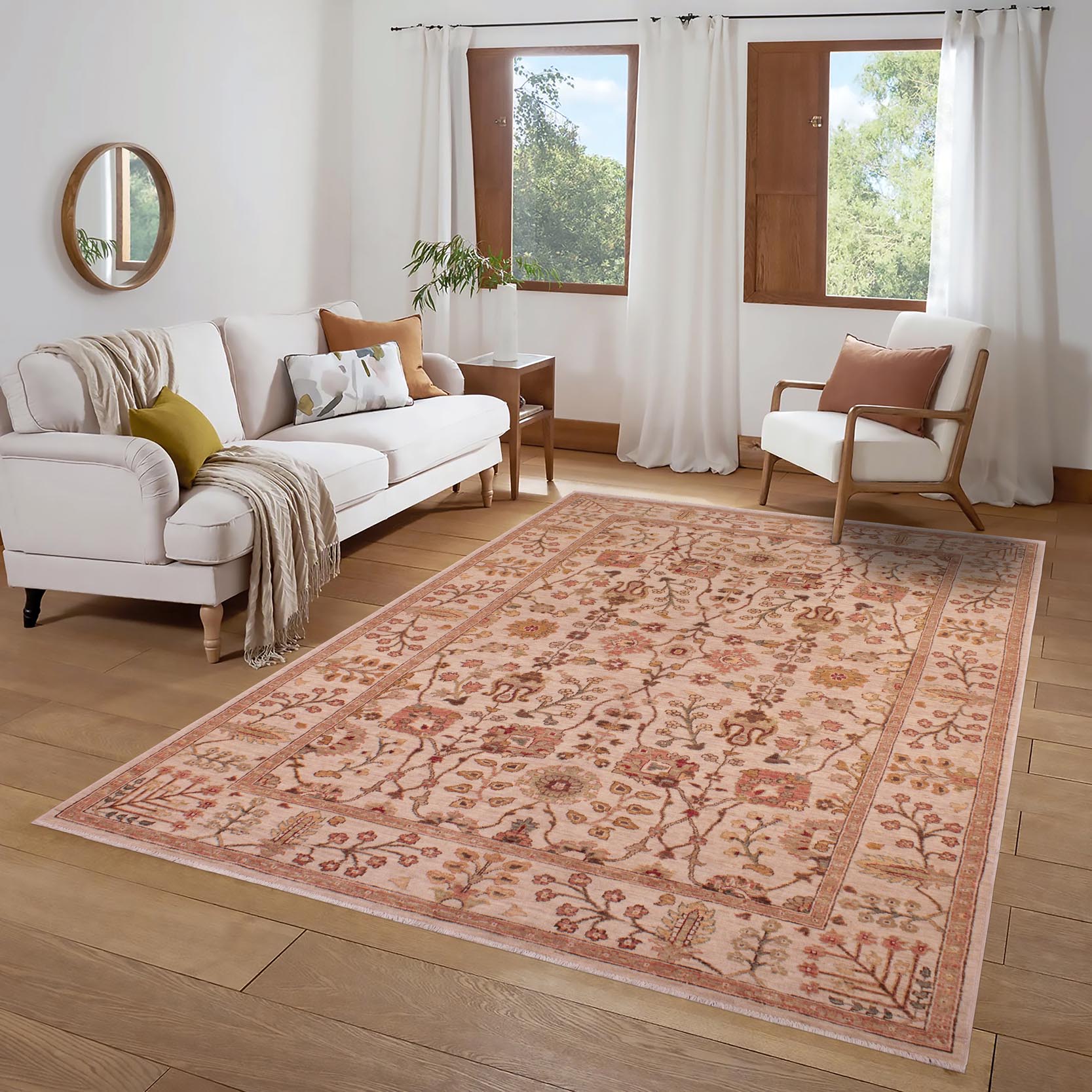 handmade Traditional Kafkaz Beige Lt.orange Hand Knotted RECTANGLE 100% WOOL area rug 6x9