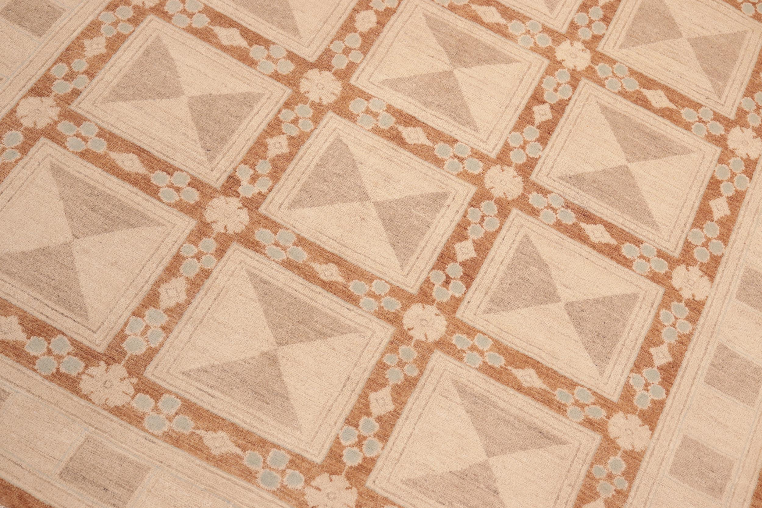 handmade Modern Kafkaz Rust Tan Hand Knotted RECTANGLE 100% WOOL area rug 6' x 9'