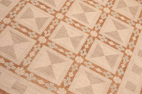 handmade Modern Kafkaz Rust Tan Hand Knotted RECTANGLE 100% WOOL area rug 6' x 9'