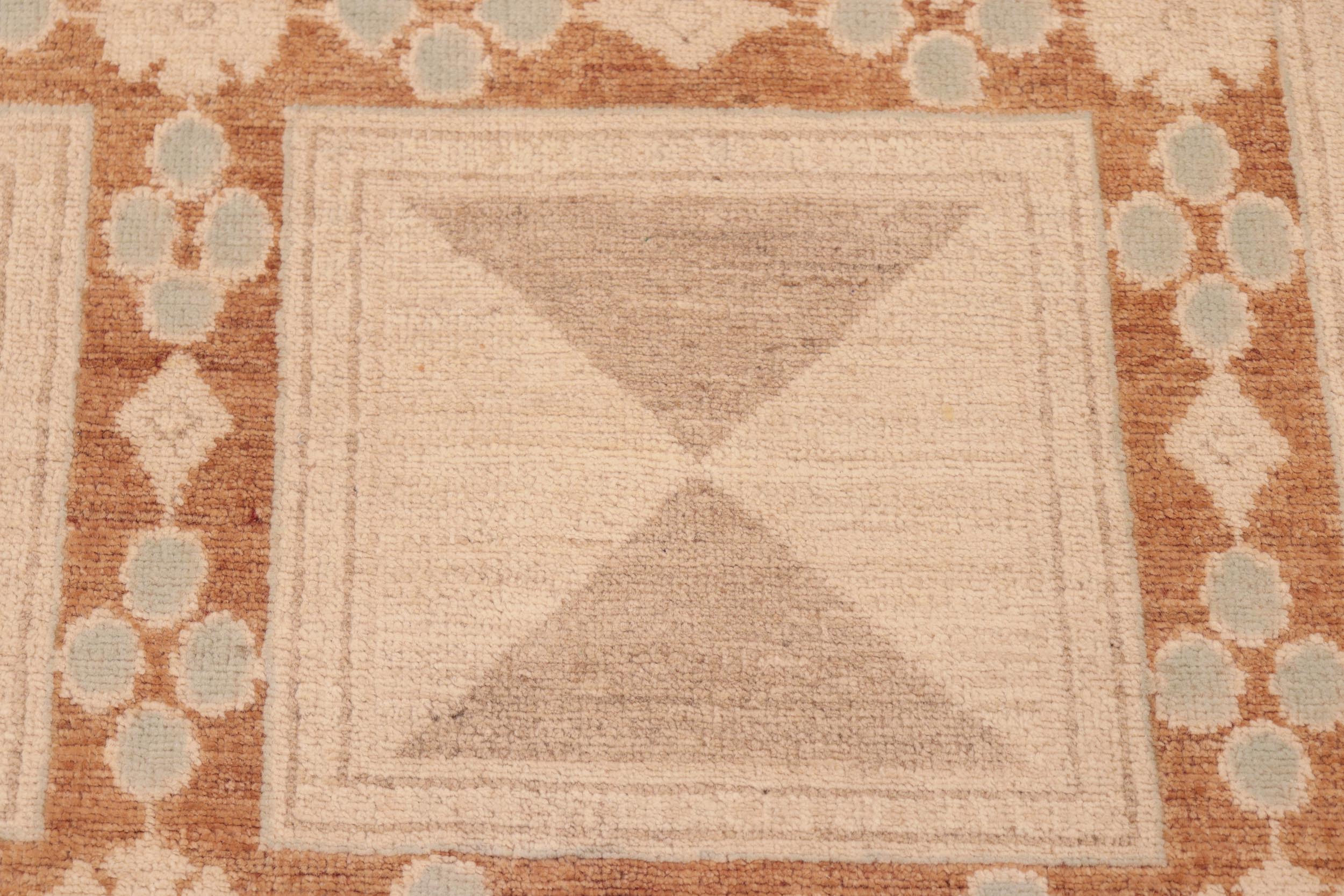 handmade Modern Kafkaz Rust Tan Hand Knotted RECTANGLE 100% WOOL area rug 6' x 9'