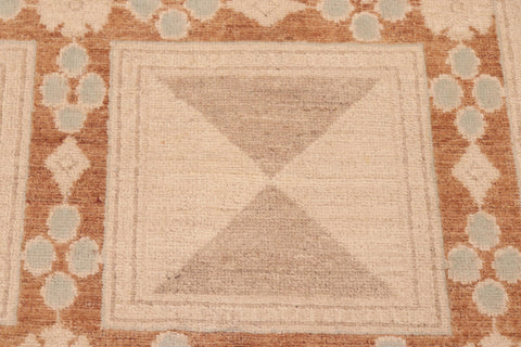 handmade Modern Kafkaz Rust Tan Hand Knotted RECTANGLE 100% WOOL area rug 6' x 9'
