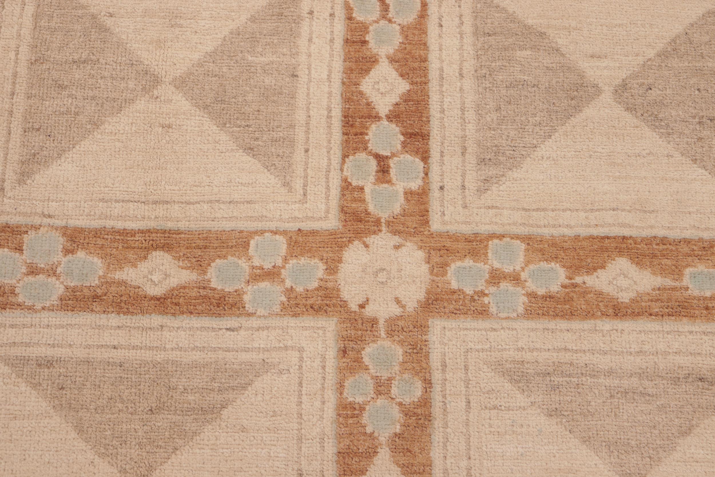 handmade Modern Kafkaz Rust Tan Hand Knotted RECTANGLE 100% WOOL area rug 6' x 9'