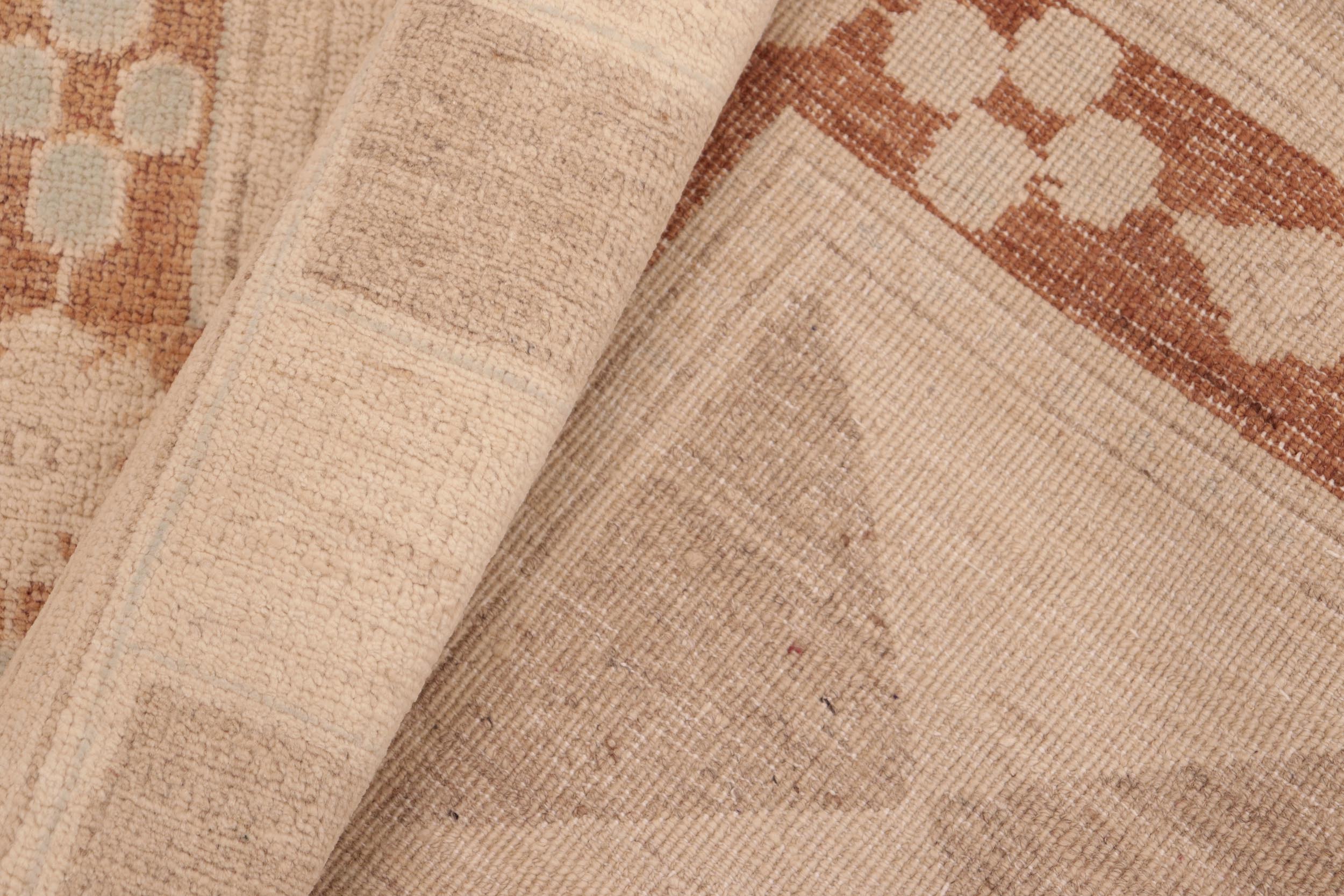 handmade Modern Kafkaz Rust Tan Hand Knotted RECTANGLE 100% WOOL area rug 6' x 9'