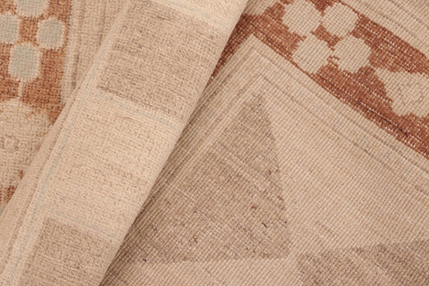 handmade Modern Kafkaz Rust Tan Hand Knotted RECTANGLE 100% WOOL area rug 6' x 9'