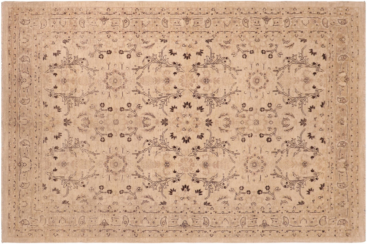 handmade Traditional Kafkaz Beige Tan Hand Knotted RECTANGLE 100% WOOL area rug 6x9