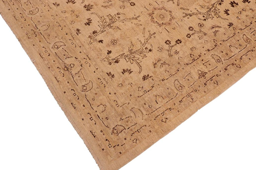 handmade Transitional Kafkaz Beige Tan Hand Knotted RECTANGLE 100% WOOL area rug 6X9