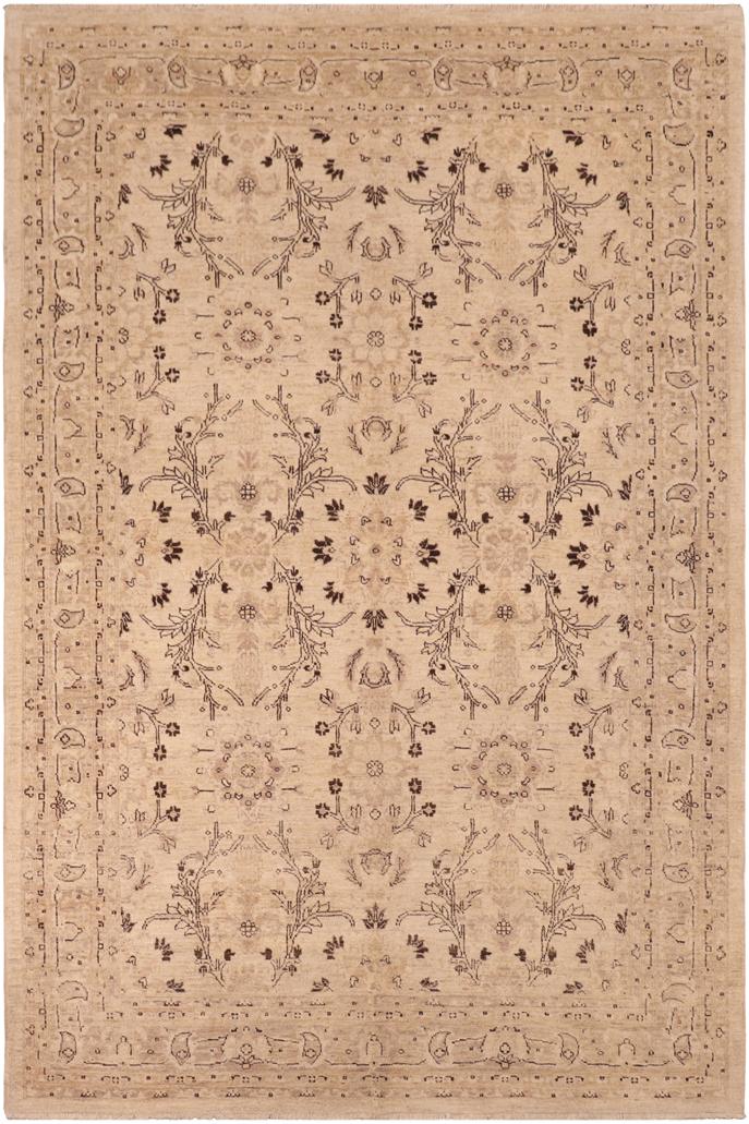 handmade Transitional Kafkaz Beige Tan Hand Knotted RECTANGLE 100% WOOL area rug 6X9