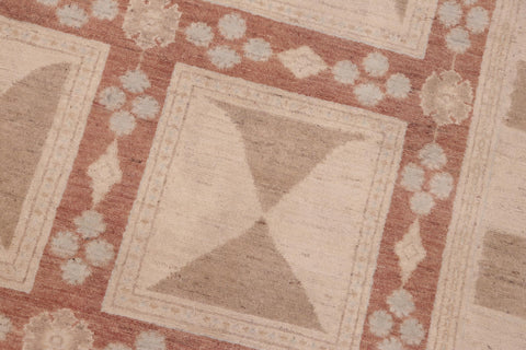 handmade Modern Kafkaz Rust Tan Hand Knotted RECTANGLE 100% WOOL area rug 6' x 9'